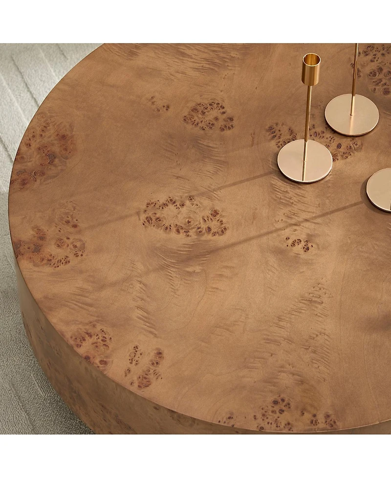Streamdale Furniture Burl Wood Veneer Coffee Table with Sturdy Pedestal