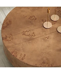 Streamdale Furniture Burl Wood Veneer Coffee Table with Sturdy Pedestal