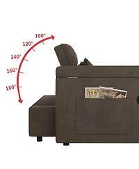 Streamdale Furniture 65-inch 3-in-1 foldable sofa bed with table, storage armrests