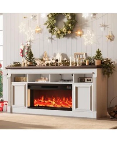 Gaomon Farmhouse Fireplace Tv Stand Entertainment Center With Open Storage Cabinets For Tvs