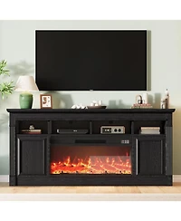gaomon Farmhouse Fireplace Tv Stand, Entertainment Center with Open Storage Cabinets for TVs