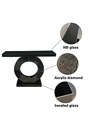 Streamdale Furniture Mirrored O-Shaped Console Table with Crystal Accents