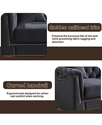 Streamdale Furniture Classic Modern 84-inch Chesterfield Velvet Sofa with Rolled Arms
