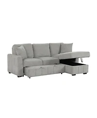 Streamdale Furniture 90" L-Shaped Sleeper Sofa w/ Storage Chaise & Cup Holders