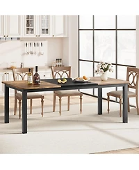 gaomon 79" Large Dining Table for 6–8 People, 0.6" Thick Wooden Top Sturdy Metal Legs , Family-Safe Rounded Corners