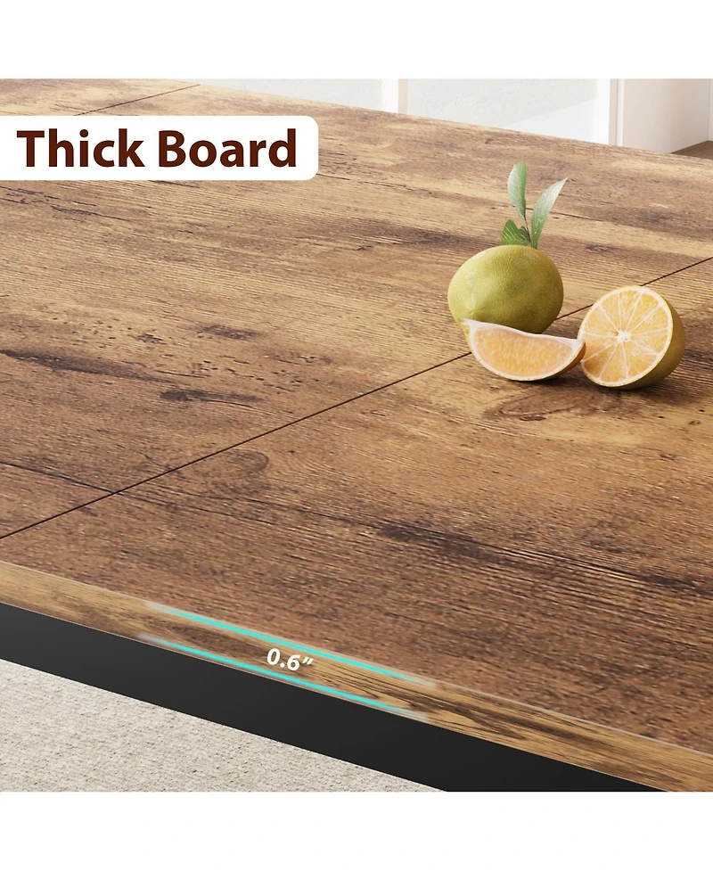 gaomon 79" Large Dining Table for 6–8 People, 0.6" Thick Wooden Top Sturdy Metal Legs , Family-Safe Rounded Corners