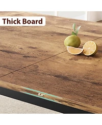 gaomon 79" Large Dining Table for 6–8 People, 0.6" Thick Wooden Top Sturdy Metal Legs , Family-Safe Rounded Corners