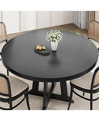 gaomon Round Dining Table for 4, 47 Inch Wooden Circle Dinner with Sturty Legs, 4 Parts of Tabletop, Kitchen Tables