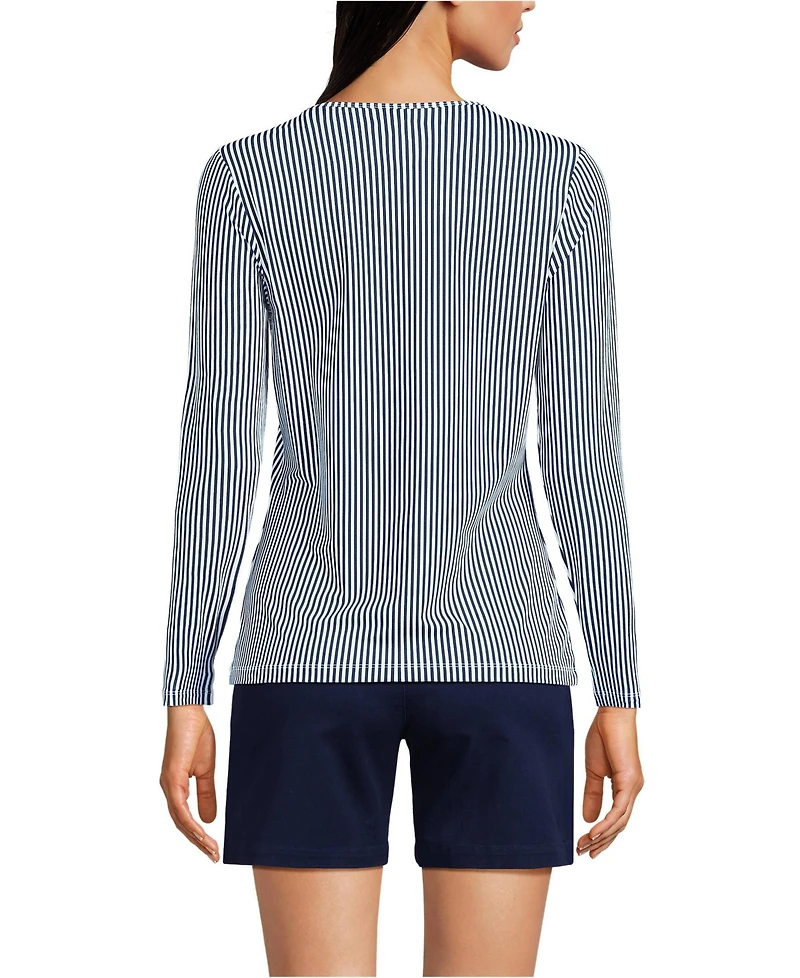 Lands' End Women's Long Sleeve Sunshade Upf 50 Quick Dry Crewneck Garden Tee