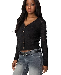 Edikted Women's Georgie Textured Knit Cardigan
