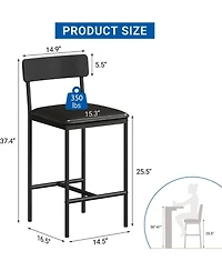 gaomon Bar Stools Set of Kitchen Bar Stools with Footrest Pu Upholstered Counter Height Barstools Bar Chairs with Back for Kitchen Easy Assembly