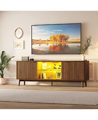gaomon Tv Stand Entertainment Center with Storage Cabinets,Open Shelves & Power Outlets Media Tv Console Table for Up to 75" Tv