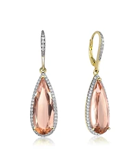 Elegant Teardrop Shaped Earrings with A Cubic Zirconia Middle Stone