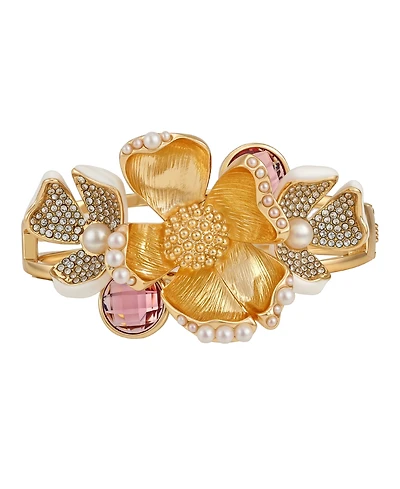 Guess Side Hinge Floral Statement Bracelet