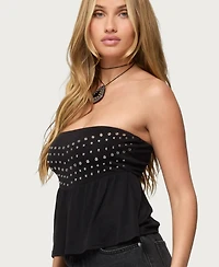 Edikted Women's Alease Stud & Grommet Strapless Top