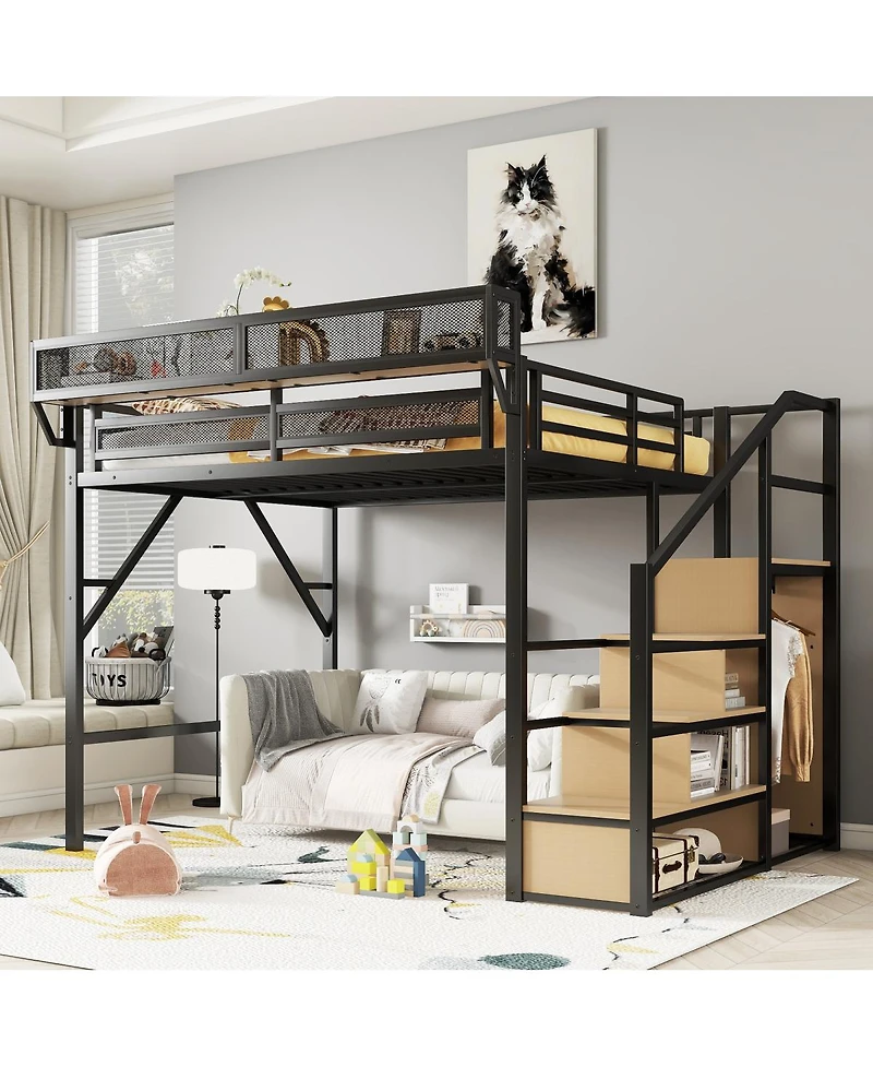 Streamdale Furniture Loft Bed with Stairs & Storage