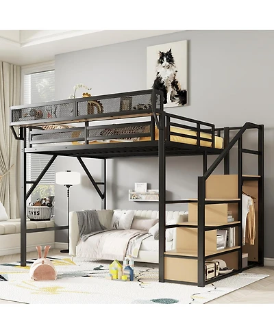 Streamdale Furniture Loft Bed with Stairs & Storage