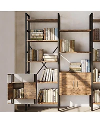 Yigii Rustic Brown 70" 5-Tier Bookshelf with Cabinet for Home Decor
