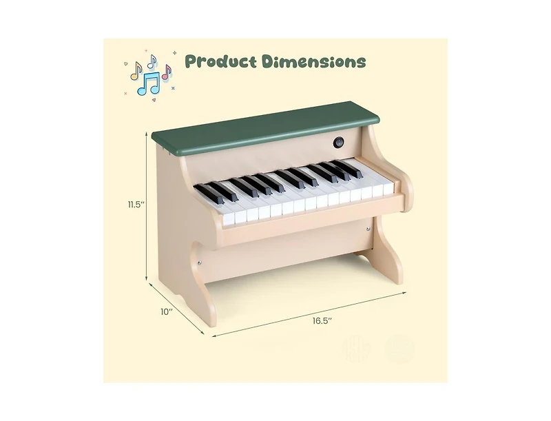 Slickblue Wooden 25-Key Digital Piano Toy for Kids with Music Stand