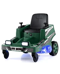 Mecale 12V Ride on Lawn Mower for Kids with Dual Control Sticks and Led Lights-Green