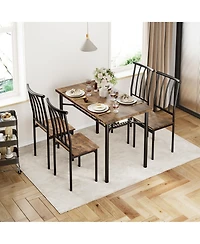 gaomon Dining Table Set for 4, Kitchen Table and Chairs for 4 with Wine Rack, Dining Room Table Set with 4 Chairs