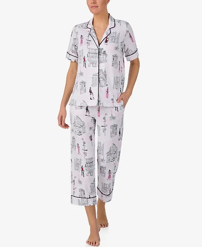 Dkny Women's Short-Sleeve Notch Top and Pull-On Pants, 2-Piece Set