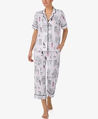 Dkny Women's Short-Sleeve Notch Top and Pull-On Pants, 2-Piece Set