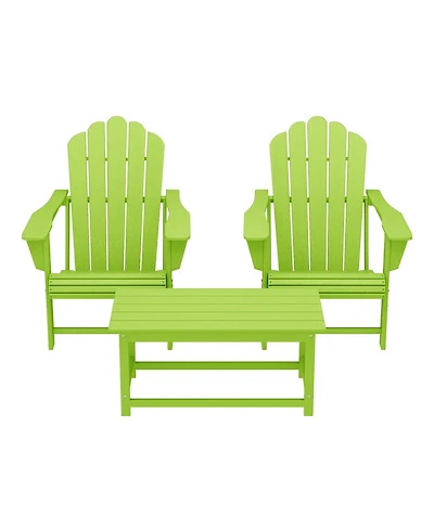 WestinTrends 3-Piece Adirondack Chairs with Cup Holders and Coffee Table Set
