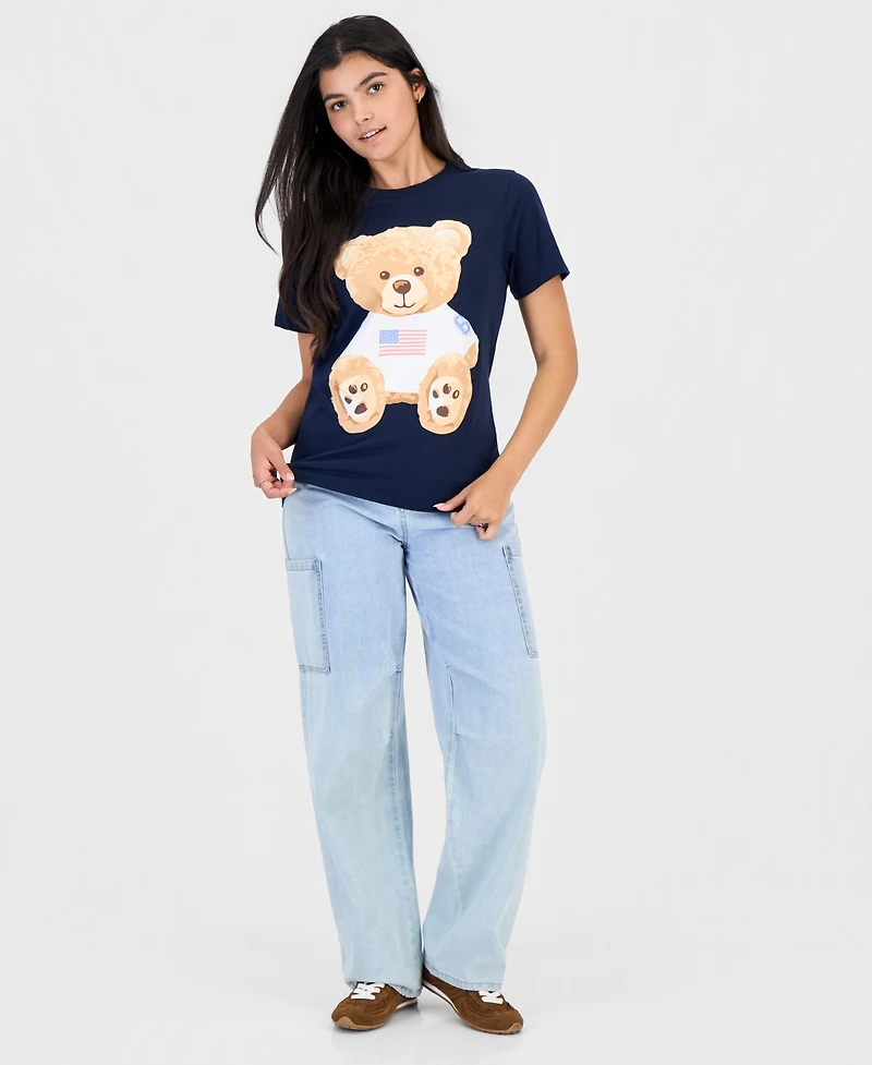 Grayson Threads, The Label Juniors' Teddy Usa Flag Bear Graphic T-Shirt