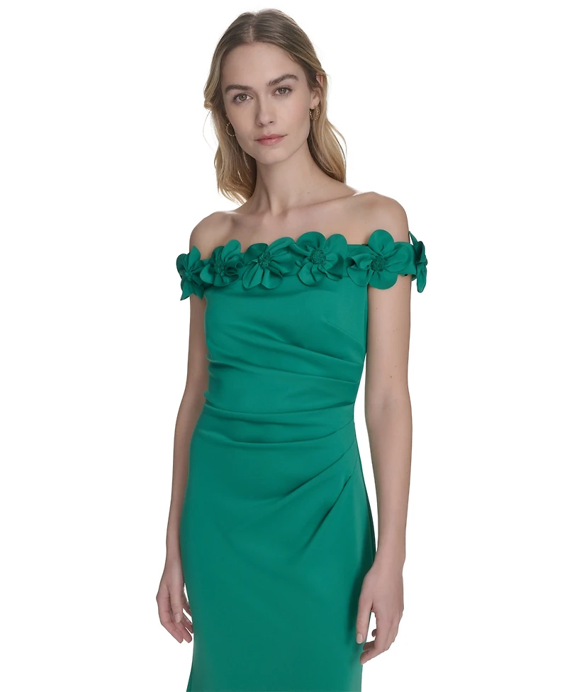 Eliza J Petite Off-The-Shoulder Floor Length Gown