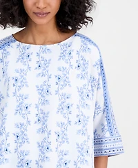 Anne Klein Women's 3/4-Sleeve Boat-Neck Top