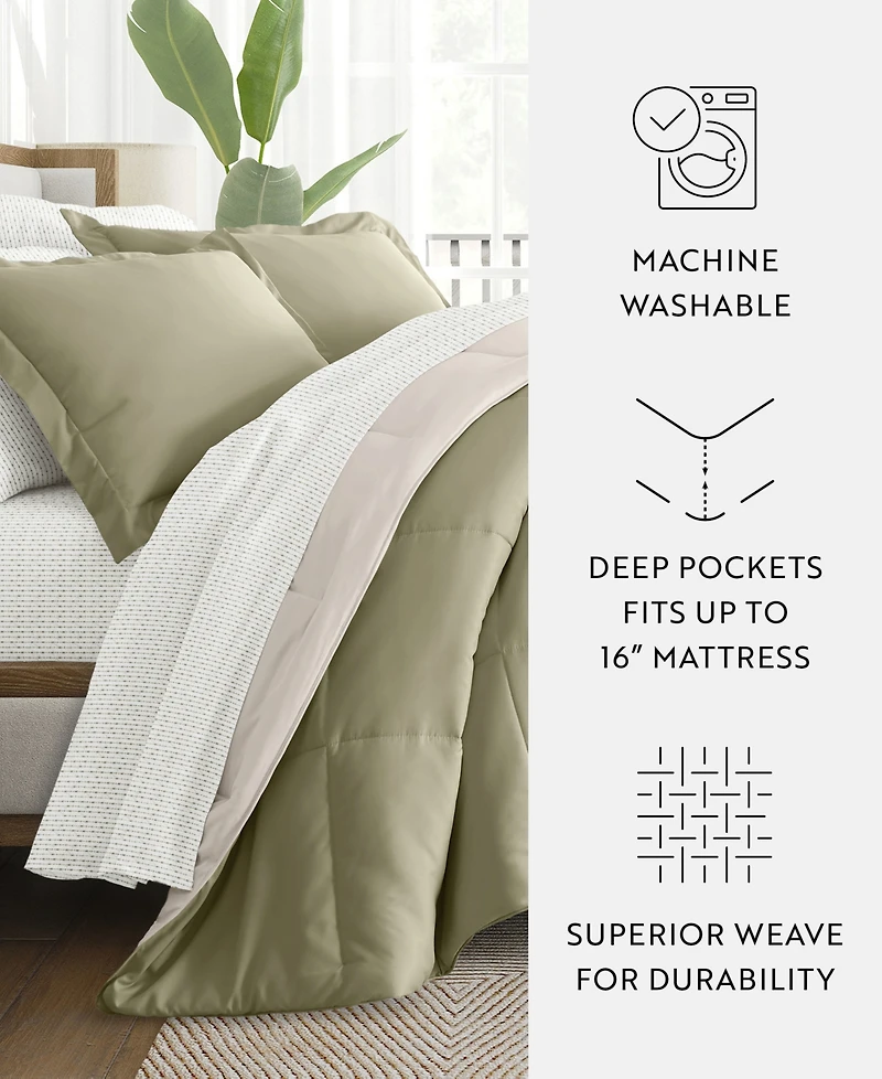 ienjoy Home Bedding Bundle Reversible Pattern 7-Piece Comforter Set