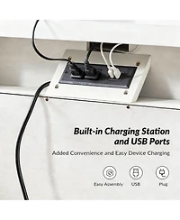 Modern 2-Drawer Side Table with Charging Station