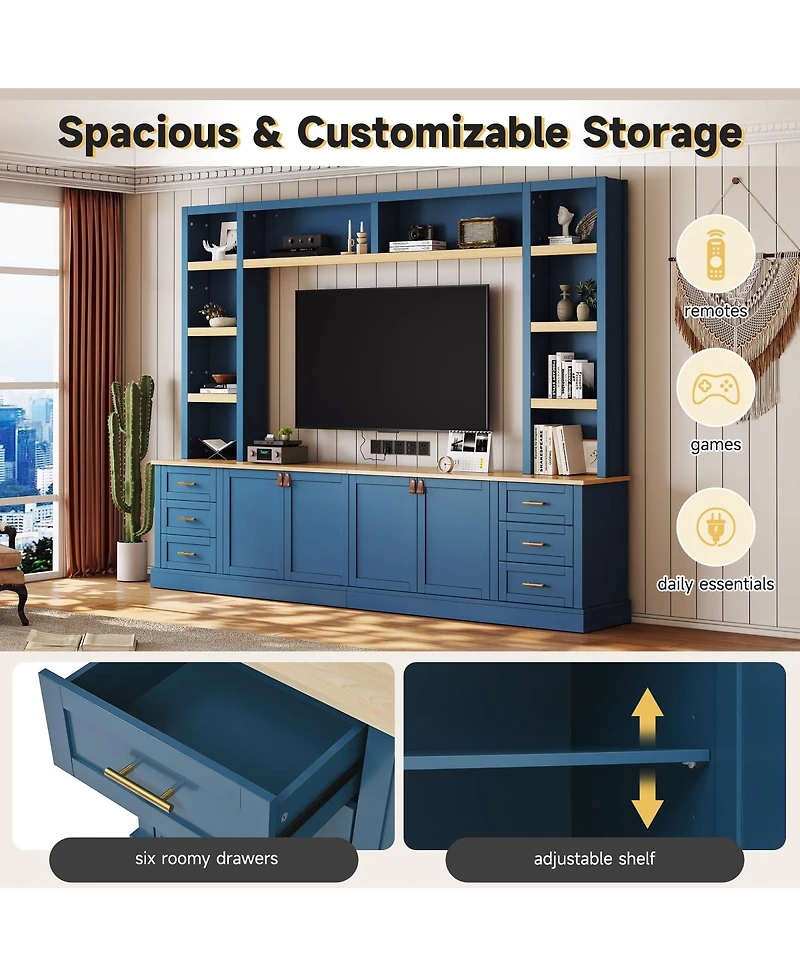 Streamdale Furniture Farmhouse 4-Piece Entertainment Center Wall Unit