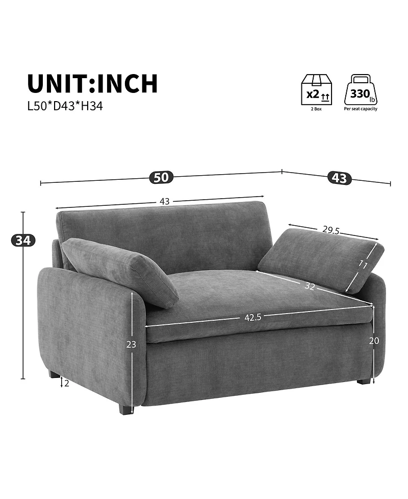 Streamdale Oversized Chenille Sofa Chair, Wide Seat Accent Chair, Modern Upholstered Armchair