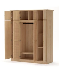 Streamdale Furniture 8-Door Rattan Wardrobe with Flexible Storage