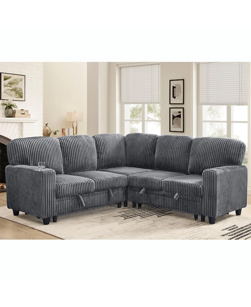Streamdale L-Shaped Sectional Sofa Bed with Pull-Out Bed & Storage