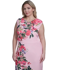Eliza J Plus Floral Print Sheath Midi Dress