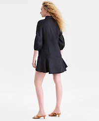 Charter Club Women's 100% Linen Flounce Shirtdress, Created for Macy's