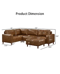 Streamdale Modern Luxury 5-Piece Modular Sectional Sofa with Ottoman, Brown
