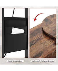 gaomon End Table Rotating Sofa Side Table with Charging Station Swivel Side Table with Extra Storage Bag Movable End Table with Wheels