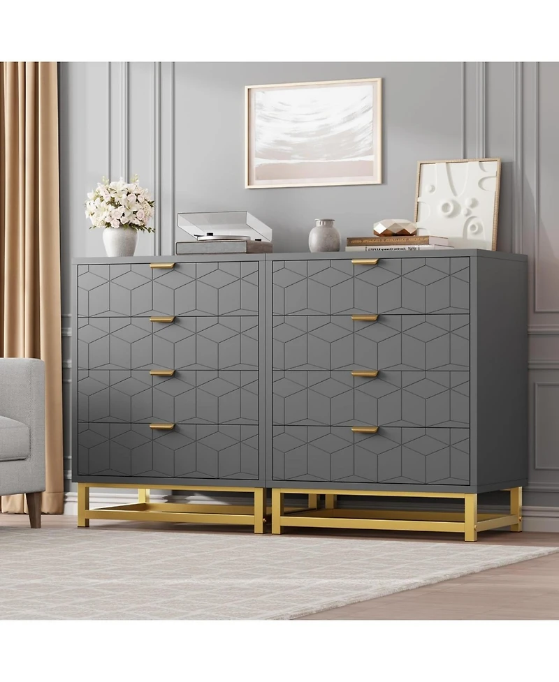 gaomon Dresser for Bedroom, 4 Drawer Dresser with Metal Legs, Wood Dressers Chest Organizer with Wide Storage, Modern Chest of Drawers for Bedroom