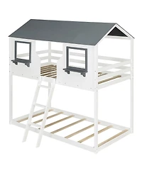 Streamdale Furniture Streamdale Wood Bunk Bed with Roof & Ladder