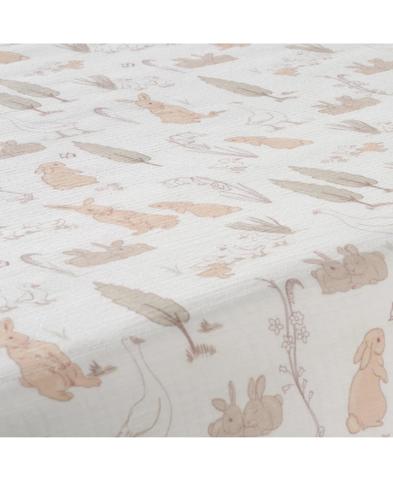 Lambs & Ivy Baby Signature Bunny Hop Organic Cotton Muslin Fitted Crib Sheet