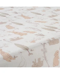 Lambs & Ivy Baby Signature Bunny Hop Organic Cotton Muslin Fitted Crib Sheet