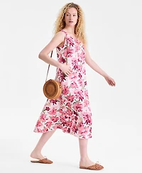 Charter Club Women's 100% Linen Floral-Print Tank Midi Dress, Macy's Exclusive