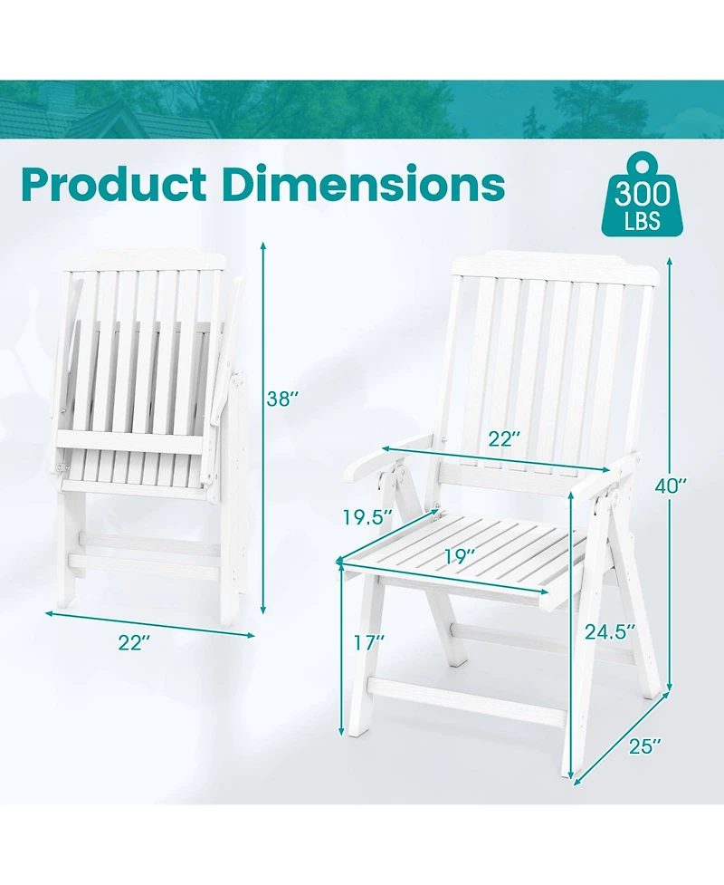 Gymax 2PCS Foldable Patio Chair w/Armrest Curved Back Slatted Seat for Backyard Deck