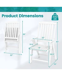 Gymax 2PCS Foldable Patio Chair w/Armrest Curved Back Slatted Seat for Backyard Deck