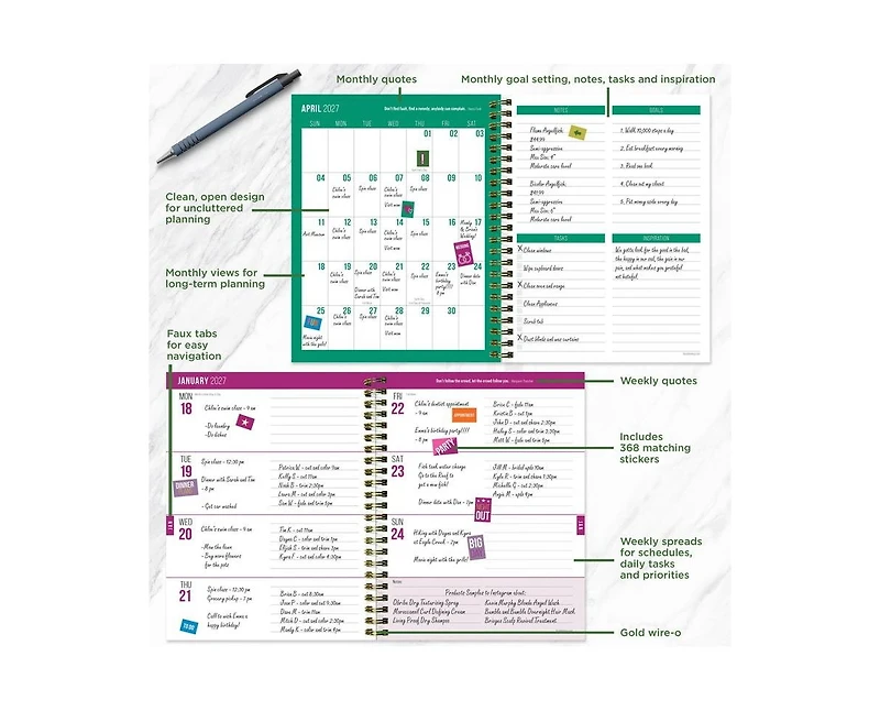 Tf Publishing Paper Goods July 2026 - June 2027 Buds & Blooms Medium Weekly Monthly Planner