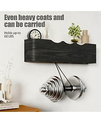 Yigii Solid Wood Wall Rack with Hooks for Coats, Hats, Bags, Towels - Decorative & Storage